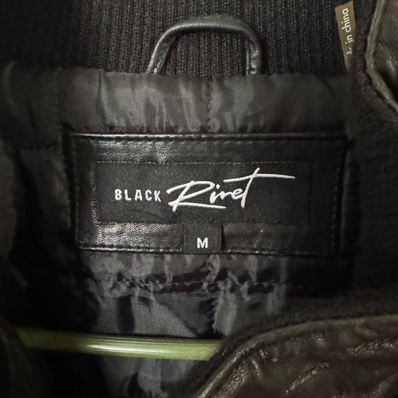 Black Rivet Black Bomber Jacket with Ribbed Waistband - Picture 4 of 10